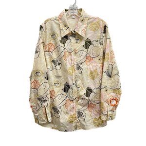 Peter Hahn Button Down Shirt Women Size 44 US Medium Floral Cotton Germany